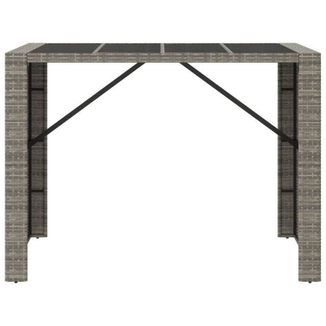 Berkfield Home Beautiful Bar Table with Glass Top Grey 145x80x110 cm Poly Rattan - Size: 145 x 80 x 110 cm - image 1