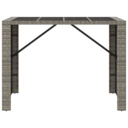 Berkfield Home Beautiful Bar Table with Glass Top Grey 145x80x110 cm Poly Rattan - Size: 145 x 80 x 110 cm