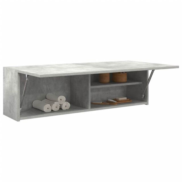 Berkfield Home Bathroom Wall Cabinet Concrete Grey 100x25x30 cm Engineered Wood - Size: 100 x 25 x 30 cm - image 1
