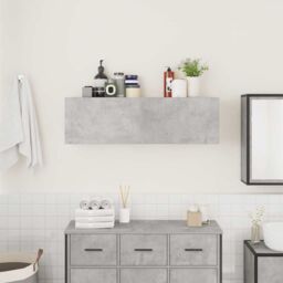 Berkfield Home Bathroom Wall Cabinet Concrete Grey 100x25x30 cm Engineered Wood - Size: 100 x 25 x 30 cm - thumbnail 3