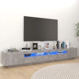 Berkfield Home TV Cabinet with LED Lights Concrete Grey 260x35x40 cm - Size: 260 x 35 x 40 cm