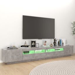 Berkfield Home TV Cabinet with LED Lights Concrete Grey 260x35x40 cm - Size: 260 x 35 x 40 cm - thumbnail 5