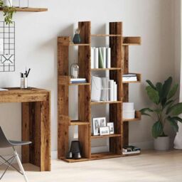 Berkfield Home Book Cabinet Old Wood 86x25.5x140 cm Engineered Wood in Brown - thumbnail 3