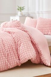 Ezysleep Super Soft Luxury Faux Fur Box Duvet in Pink - Size: Single - thumbnail 1