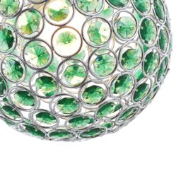 Happy Homewares Round Globe Easy Fit Pendant Shade with Small Acrylic Bead Jewels in Dark Green - thumbnail 4