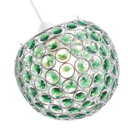 Happy Homewares Round Globe Easy Fit Pendant Shade with Small Acrylic Bead Jewels in Dark Green - thumbnail 3