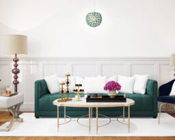 Happy Homewares Round Globe Easy Fit Pendant Shade with Small Acrylic Bead Jewels in Dark Green - thumbnail 6