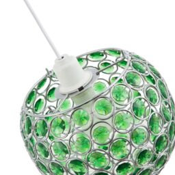 Happy Homewares Round Globe Easy Fit Pendant Shade with Small Acrylic Bead Jewels in Dark Green - thumbnail 5