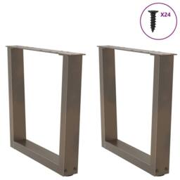 Berkfield Home Dining Table Legs V-Shape 2 pcs Natural Steel 60x(42-43.3) cm Steel in Brown - thumbnail 5