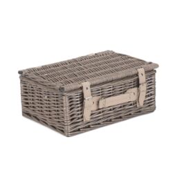 Red Hamper Wicker 36cm Antique Wash Picnic Basket in Grey - thumbnail 2