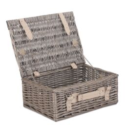 Red Hamper Wicker 36cm Antique Wash Picnic Basket in Grey