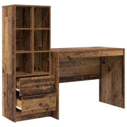 Berkfield Home Desk with Storage Old Wood Engineered Wood in Yellow - thumbnail 6