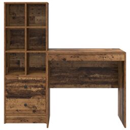 Berkfield Home Desk with Storage Old Wood Engineered Wood in Yellow - thumbnail 7