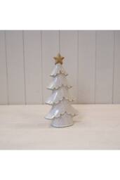 KDMD Large Stone Glazed Ceramic Christmas Tree with Star on Top in Cream - thumbnail 2