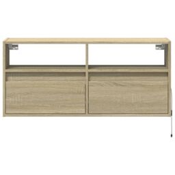 Berkfield Home TV Wall Cabinet with LED Lights Sonoma Oak 100x31x45 cm in Brown - Size: 100 x 31 x 45 cm - thumbnail 6