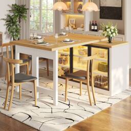 BTM Extendable Sideboard Dining Table LED Glass Cabinet White - thumbnail 5