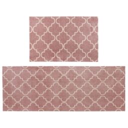 JVL 'Mega Machine Washable Doormat & Runner, Rose Lattice in Pink - Size: 57 cm x 150 cm - thumbnail 1