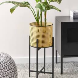 Wyld and Coco Foldable Iron 2-Tier Plant Stand Beige 25 x 25 x 60 cm Indoor - Size: Small