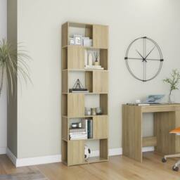 Berkfield Home Classic Book Cabinet Room Divider Sonoma Oak 60x24x186 cm Enginee in Light Oak - Size: 60 x 24 x 186 cm - thumbnail 1