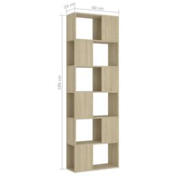 Berkfield Home Classic Book Cabinet Room Divider Sonoma Oak 60x24x186 cm Enginee in Light Oak - Size: 60 x 24 x 186 cm - thumbnail 7