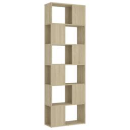 Berkfield Home Classic Book Cabinet Room Divider Sonoma Oak 60x24x186 cm Enginee in Light Oak - Size: 60 x 24 x 186 cm - thumbnail 3
