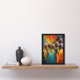 Artery8 Christian Gospel Choir Colourful African Music Artwork Framed Wall Art Print A4 in Black - thumbnail 4