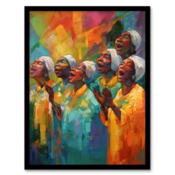 Artery8 Christian Gospel Choir Colourful African Music Artwork Framed Wall Art Print A4 in Black - thumbnail 1