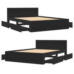 Berkfield Home Durable Bed Frame with Headboard without Mattress Black 140x200 cm - thumbnail 8