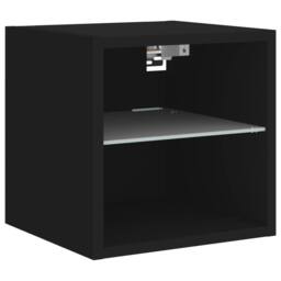 Berkfield Home TV Wall Cabinet with LED Lights Black 30x28.5x30 cm - thumbnail 7