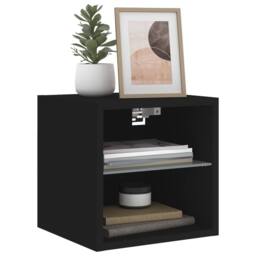 Berkfield Home TV Wall Cabinet with LED Lights Black 30x28.5x30 cm - thumbnail 6