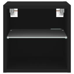 Berkfield Home TV Wall Cabinet with LED Lights Black 30x28.5x30 cm - thumbnail 8