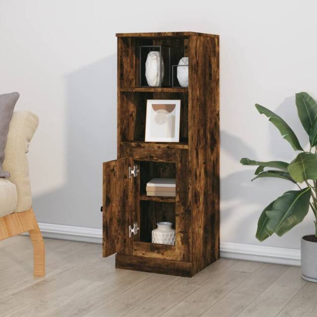 Berkfield Home Highboard Smoked Oak 36x35.5x103.5 cm Engineered Wood in Brown - image 1