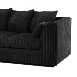 Furnishings For Less UK Luxor Jumbo Cord Large 5 Seater Corner Sofa Long Left Hand Facing in Black - thumbnail 3