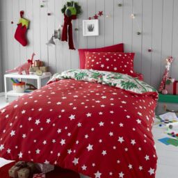 Happy Linen Company Christmas Dinosaur Glow In The Dark Reversible Duvet Cover Bedding Set in Taupe - Size: Single - thumbnail 3