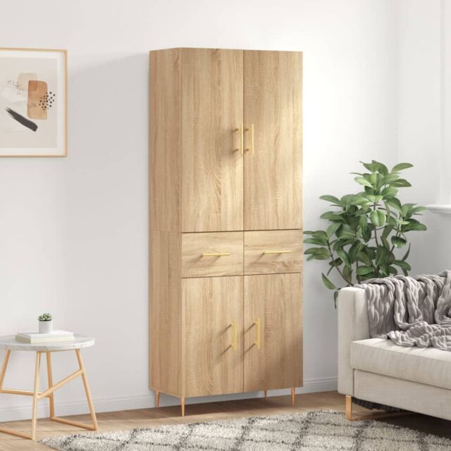 Berkfield Home Highboard Sonoma Oak 69.5x34x180 cm Engineered Wood in Brown - image 1