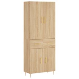 Berkfield Home Highboard Sonoma Oak 69.5x34x180 cm Engineered Wood in Brown - thumbnail 2