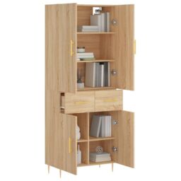 Berkfield Home Highboard Sonoma Oak 69.5x34x180 cm Engineered Wood in Brown - thumbnail 3