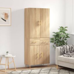 Berkfield Home Highboard Sonoma Oak 69.5x34x180 cm Engineered Wood in Brown - thumbnail 1