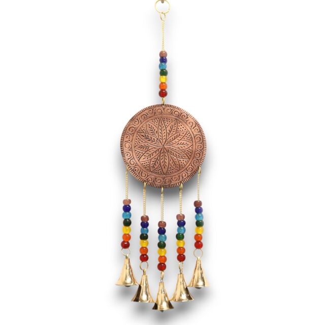 KDMD Indian Chimes - Med Tree of Life - Chakra Beads 5 Bells in Gold - image 1