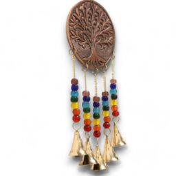 KDMD Indian Chimes - Med Tree of Life - Chakra Beads 5 Bells in Gold - thumbnail 4