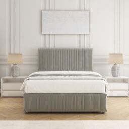 "BSSPOKE Rosie Plush Divan Bed 24"" Headboard 2 Drawers Same Side & No Mattress in Silver - Size: King" - thumbnail 3