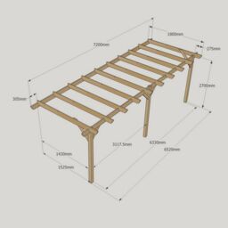 Rutland County Garden Furniture Ltd Wall Mounted Garden Pergola 3 Posts, Wood, L180 x W720 x H270cm, Brown - thumbnail 6