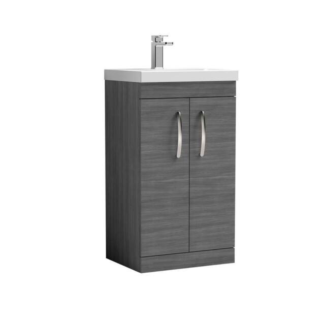 Balterley Millwich 2 Door Vanity Basin Unit, Anthracite Woodgrain, 500mm in Grey - image 1