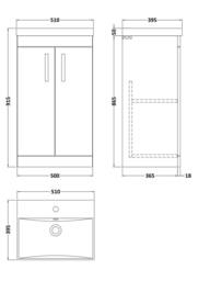 Balterley Millwich 2 Door Vanity Basin Unit, Anthracite Woodgrain, 500mm in Grey - thumbnail 4