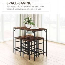 STILVORA Bar Table Set with 4 Stools & wooden structure in Brown - thumbnail 6