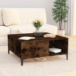 Berkfield Home Coffee Table Smoked Oak 80x80x36.5 cm Engineered Wood in Brown - thumbnail 3