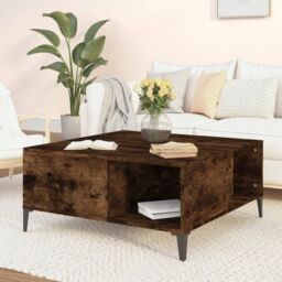 Berkfield Home Coffee Table Smoked Oak 80x80x36.5 cm Engineered Wood in Brown - thumbnail 1