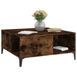 Berkfield Home Coffee Table Smoked Oak 80x80x36.5 cm Engineered Wood in Brown - thumbnail 4