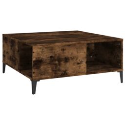 Berkfield Home Coffee Table Smoked Oak 80x80x36.5 cm Engineered Wood in Brown - thumbnail 2