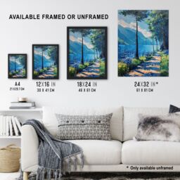 "Artery8 Lake District Acrylic Landscape Summer England Framed Art Print in Blue - Size: W12"" x H16""" - thumbnail 3